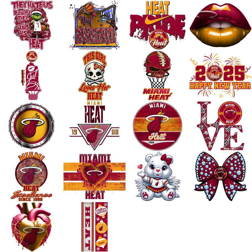 56 Miami Heat Basketball Designs Bundle PNG