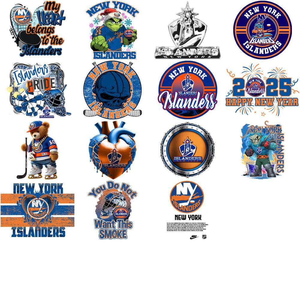 34 New York Islanders Ice Hockey Designs Bundle PNG
