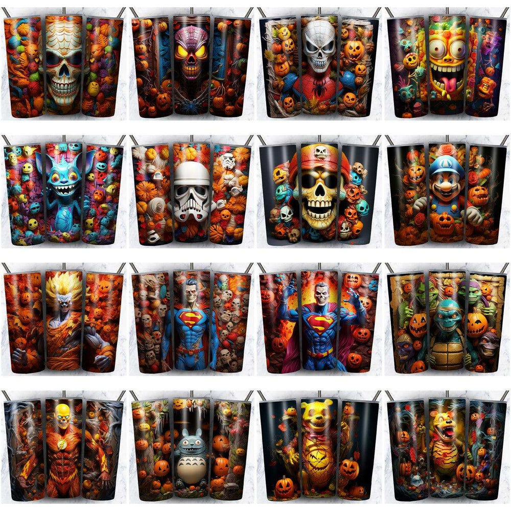 99 3D Horror Cartoon Tumbler Wrap Designs Bundle JPG