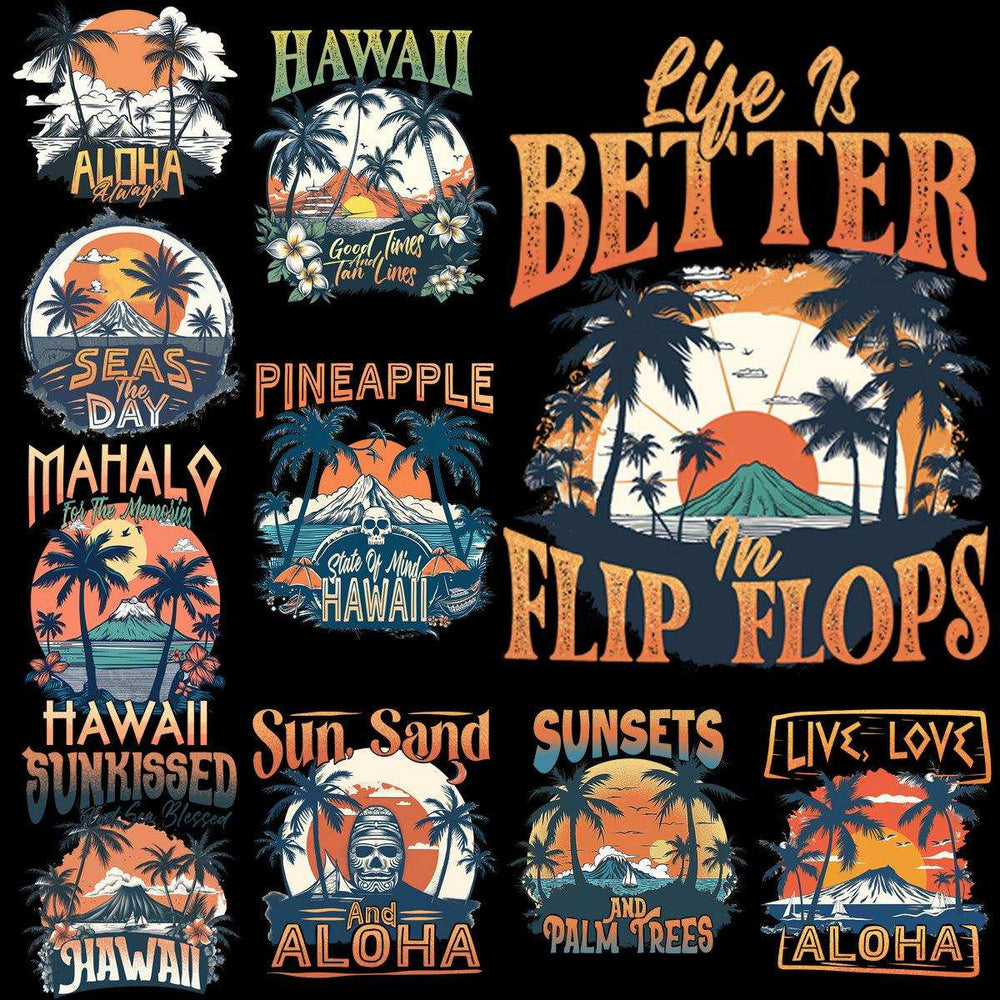 9 Hawaii Sunset Designs Bundle PNG