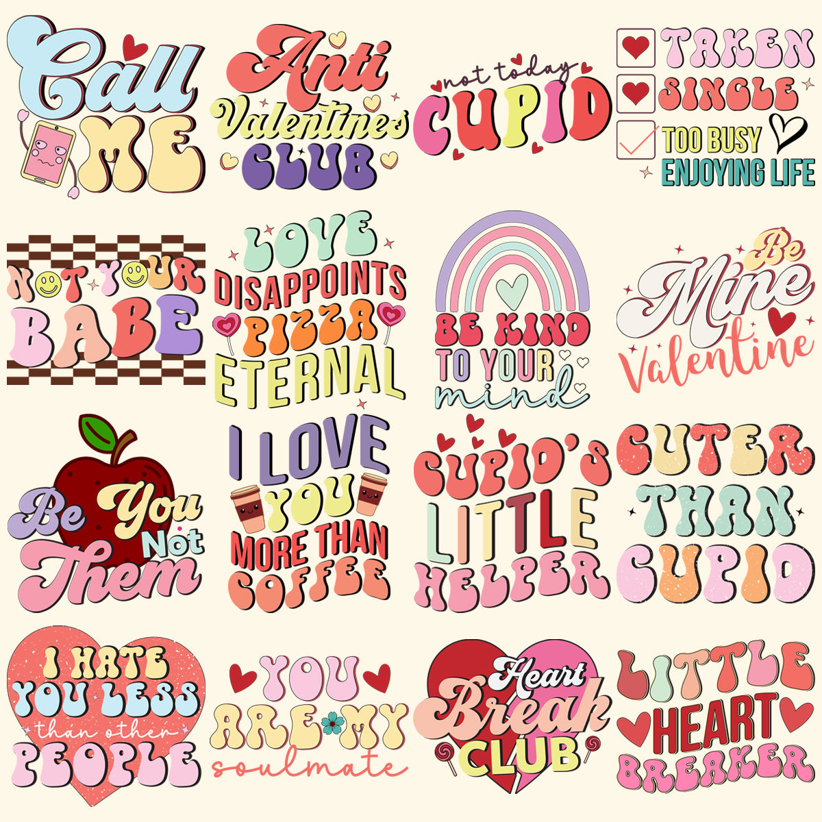 46 Big Retro Valentine Designs Bundle Png