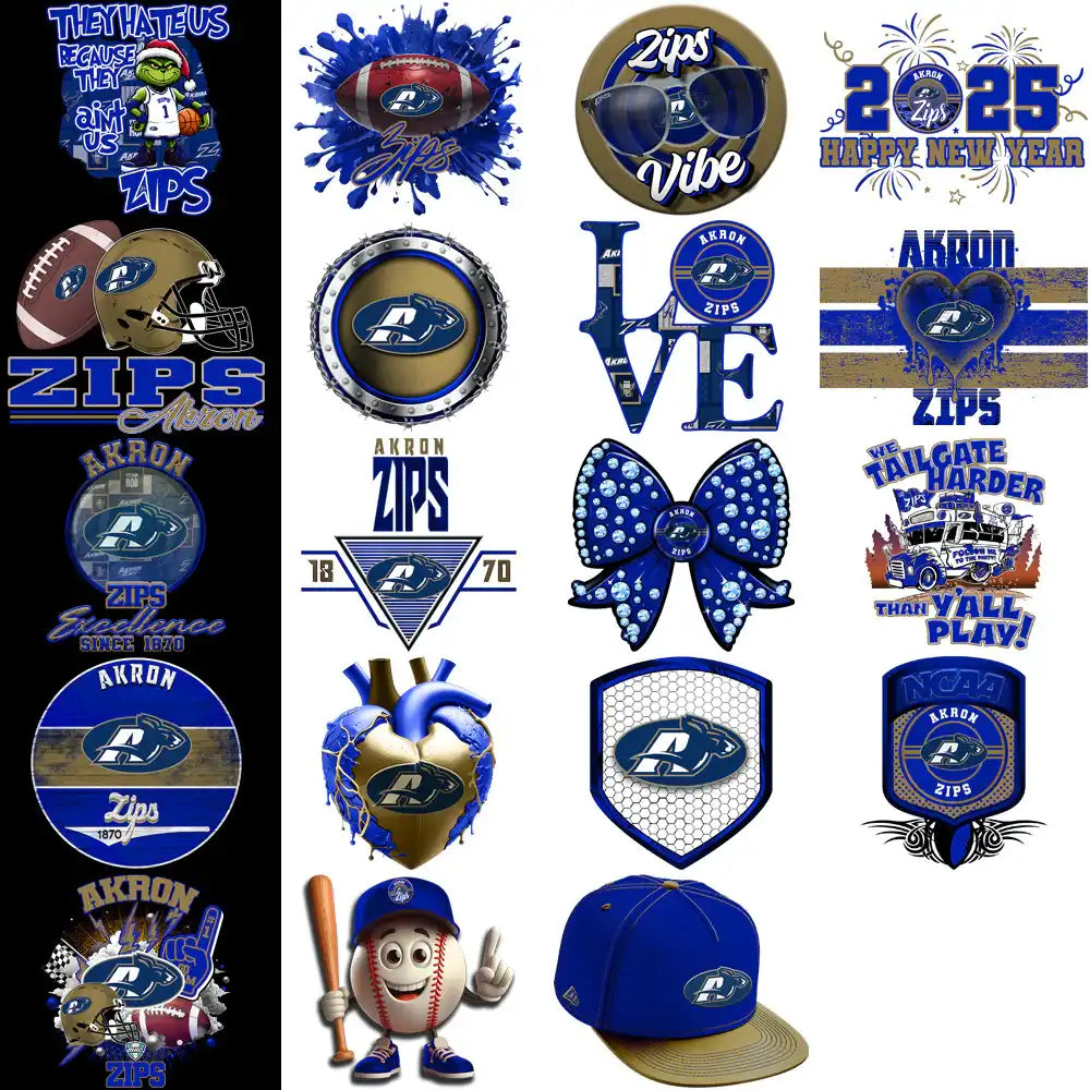 36 Akron Zips Designs Bundle PNG