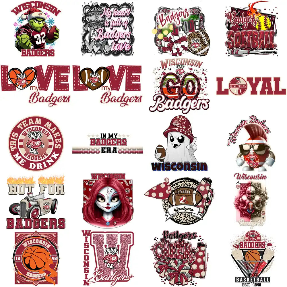 85 Wisconsin Badgers Designs Bundle PNG