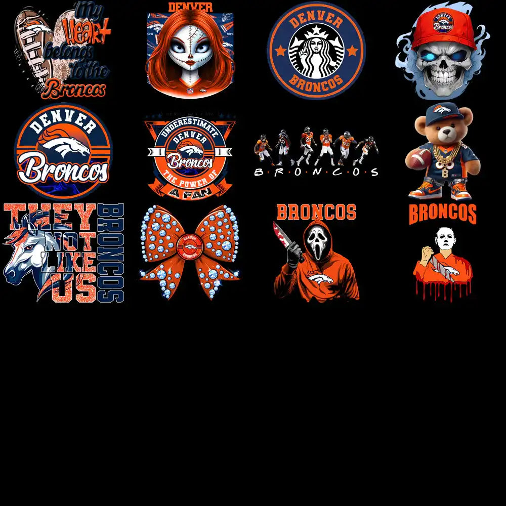 48 Denver Broncos V2 Football Designs Bundle PNG
