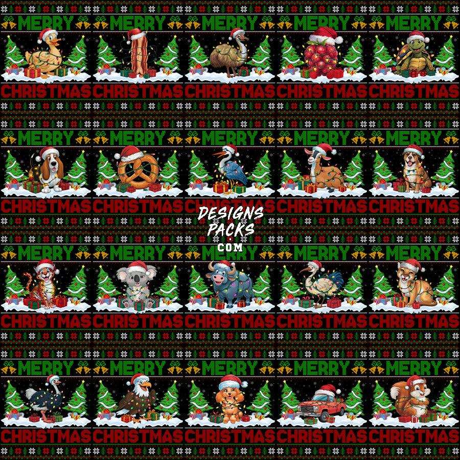 160 Ugly Sweater Merry Christmas Designs Bundle PNG