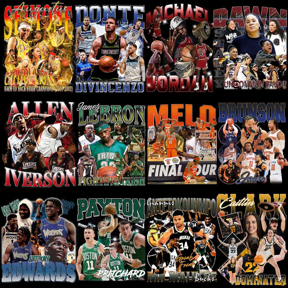 58 Basketball Teams Players Bootleg Homage Designs Bundle PNG
