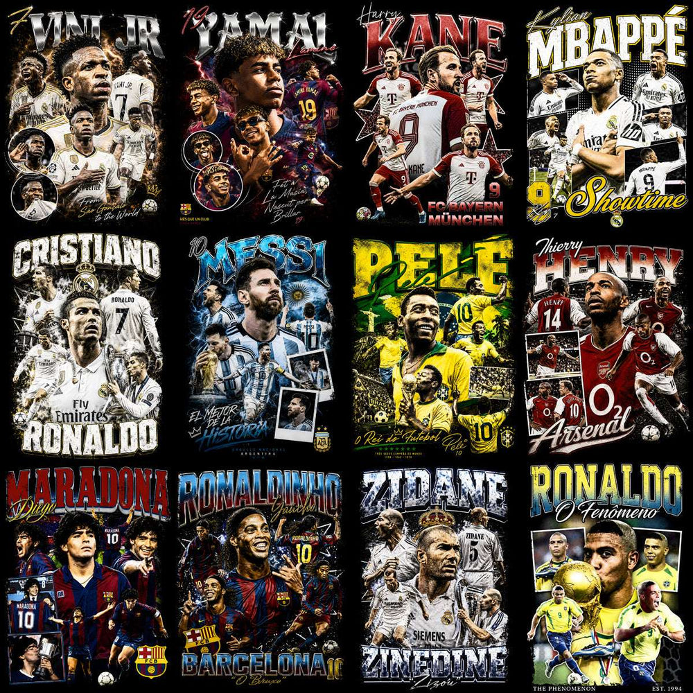 59 Soccer Players Legends of Football Halftone Bootleg Designs Bundle PNG