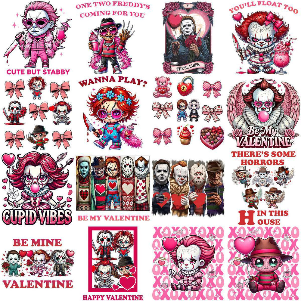 99 Valentine Horror Slashers Mega Designs Bundle PNG