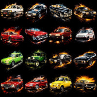 Load image into Gallery viewer, Vintage and classic cars with fiery effects, ideal for DTF/DTG and embroidery designs
