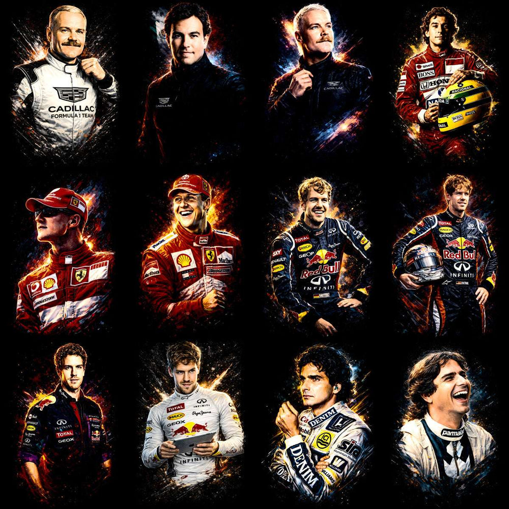 90 Racing Best F1 Drivers Formula Halftones Designs Bundle PNG