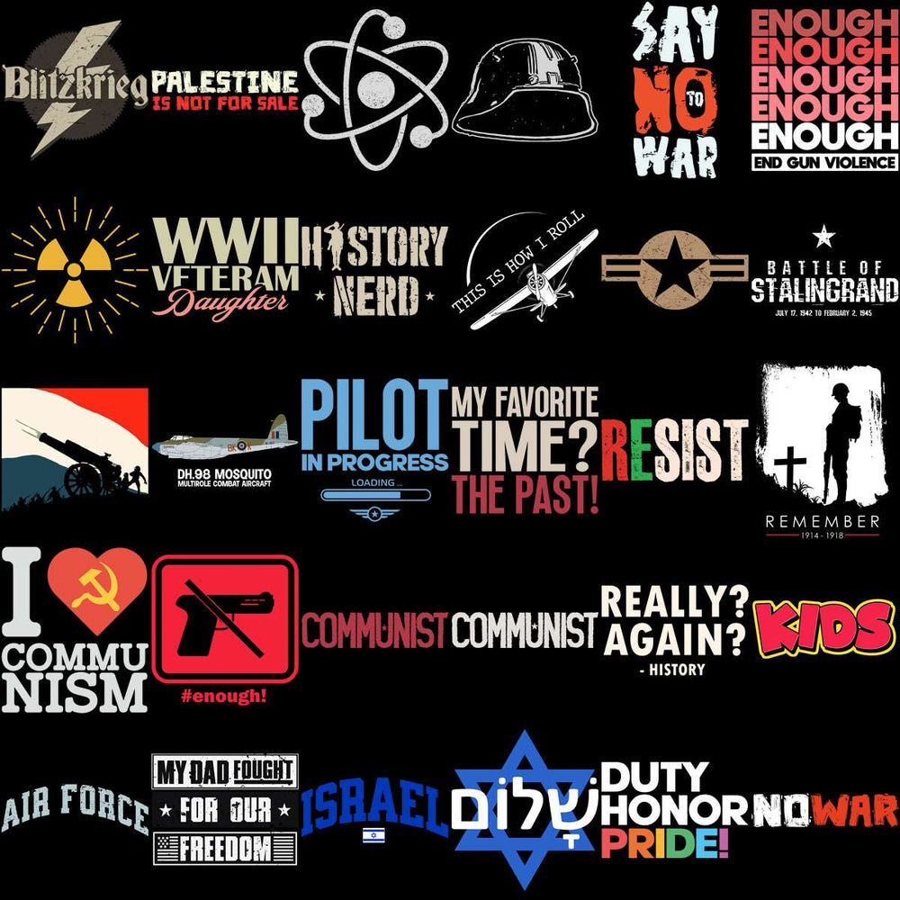 Print-ready military and political design bundle for t-shirts and embroidery