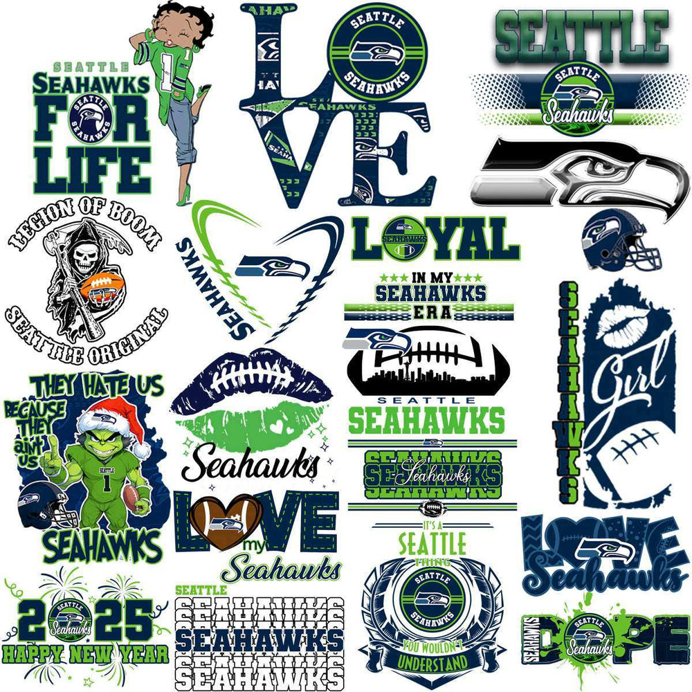 95 Mega Football Team Seattle Seahawks Mixed V4 Designs Bundle PNG