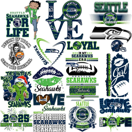 95 Mega Football Team Seattle Seahawks Mixed V4 Designs Bundle PNG