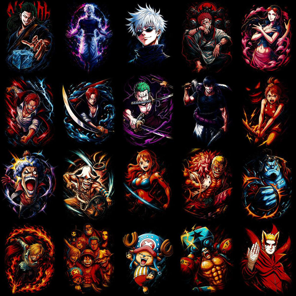 Anime character designs for DTF DTG printing, embroidery, tumbler wraps — vibrant, print-ready PNG SVG PES