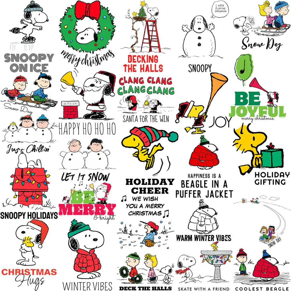 100 Snoopy Cartoon CHRISTMAS Designs Bundle PNG