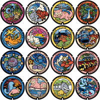 Load image into Gallery viewer, 155 Circle Pokefuta Japanese Manhole ball Poke Designs Bundle PNG
