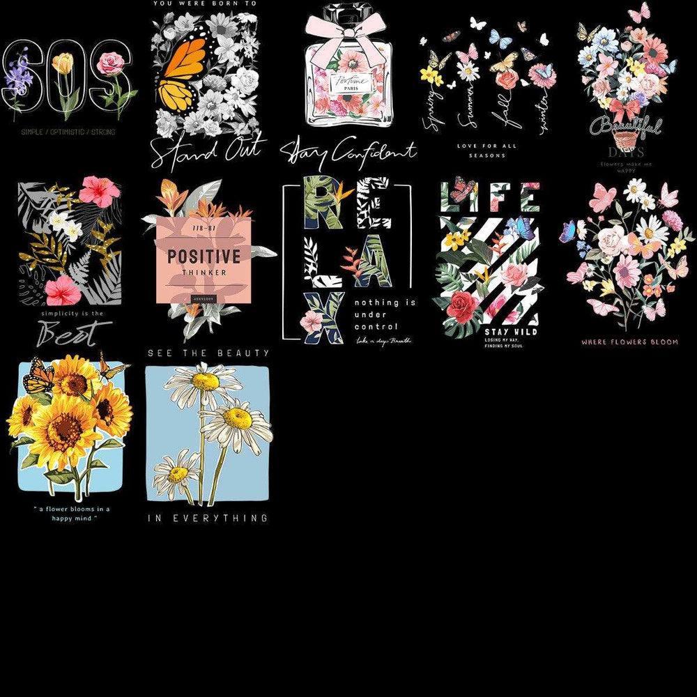 100 Floral Streetwear Designs Bundle PNG + EPS