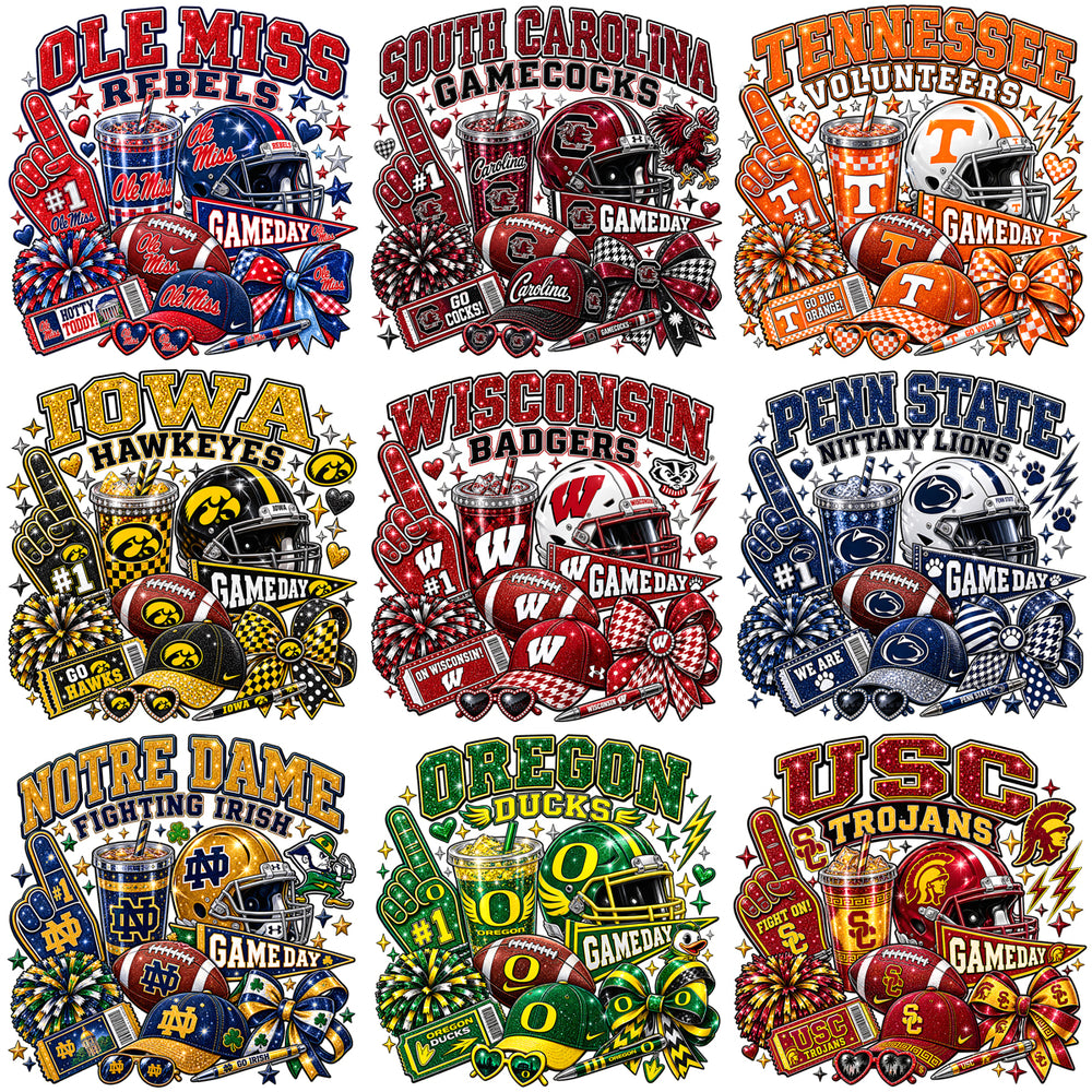66 College Football NCAA Go Teams GameDay Spirit Designs Bundle PNG