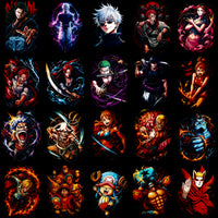 Load image into Gallery viewer, 125 Anime Heroes Colorful Manga Halftone Designs Bundle PNG
