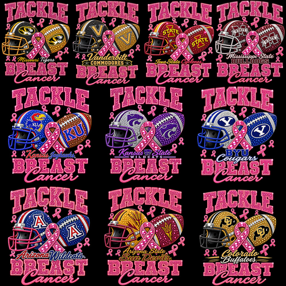 65 College Football NCAA Teams Tackle Breast Cancer Awareness Designs Bundle PNG