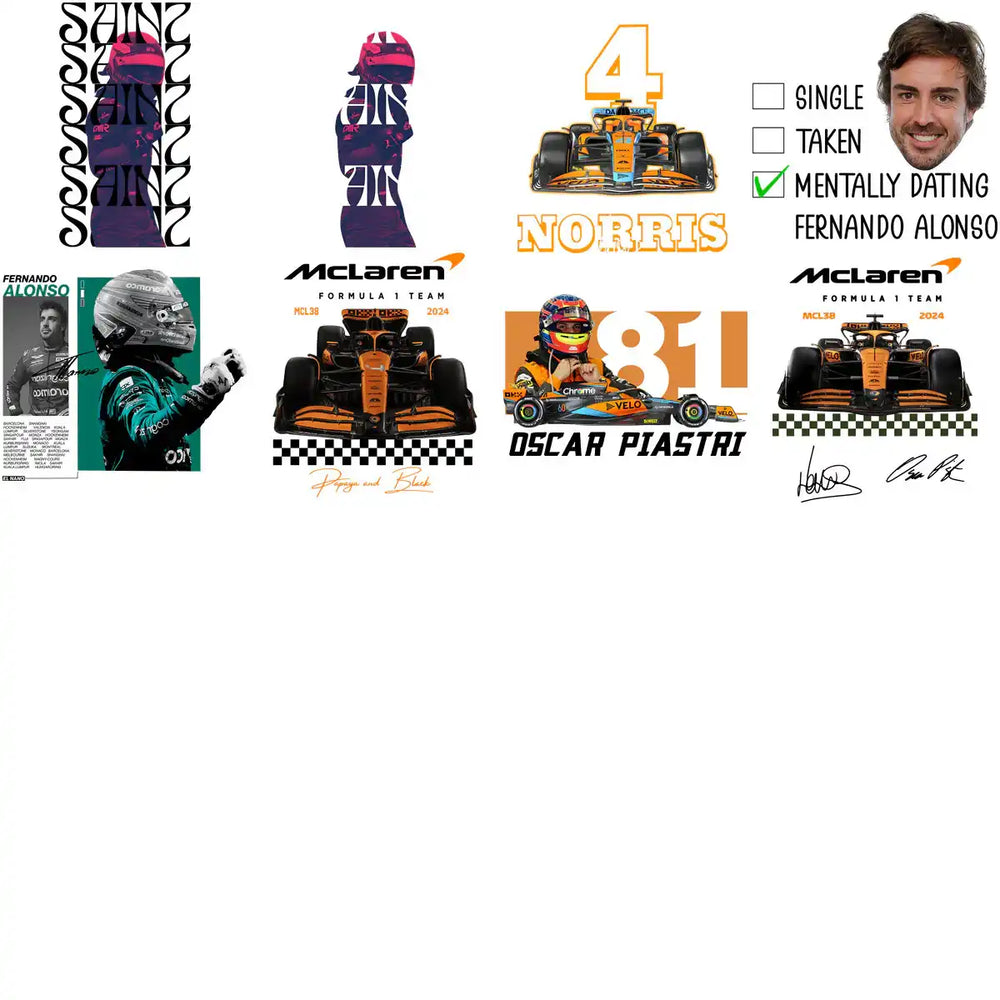 80 Racing F1 Drivers Formula Streetwear Designs Bundle PNG