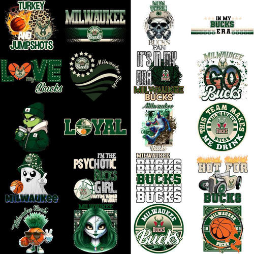 57 Milwaukee Bucks Basketball Designs Bundle PNG