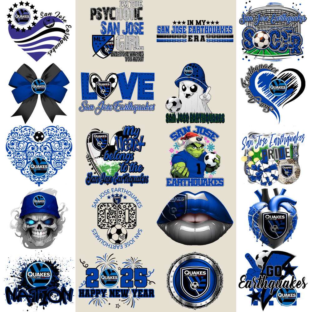 20 San Jose Earthquakes Soccer Designs Bundle PNG