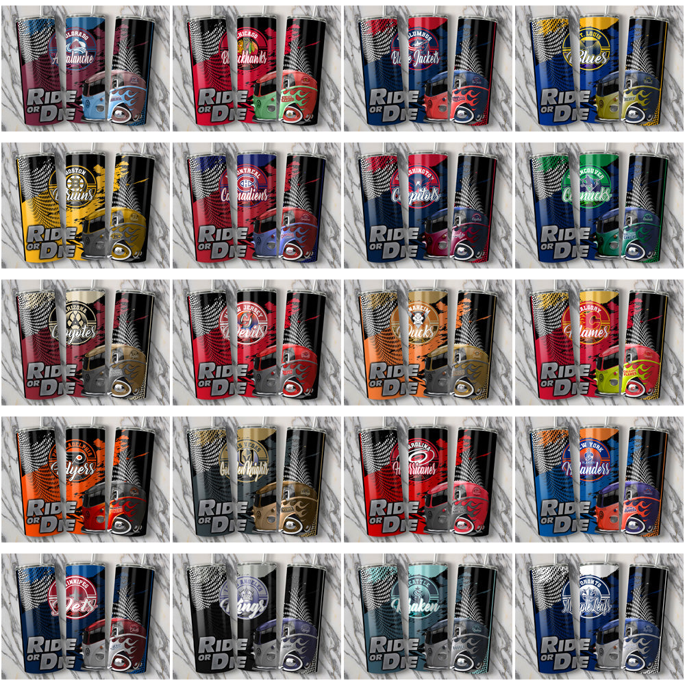 32 Ice Hockey Teams RIDE or DIE Tumbler Wrap Bundle JPG