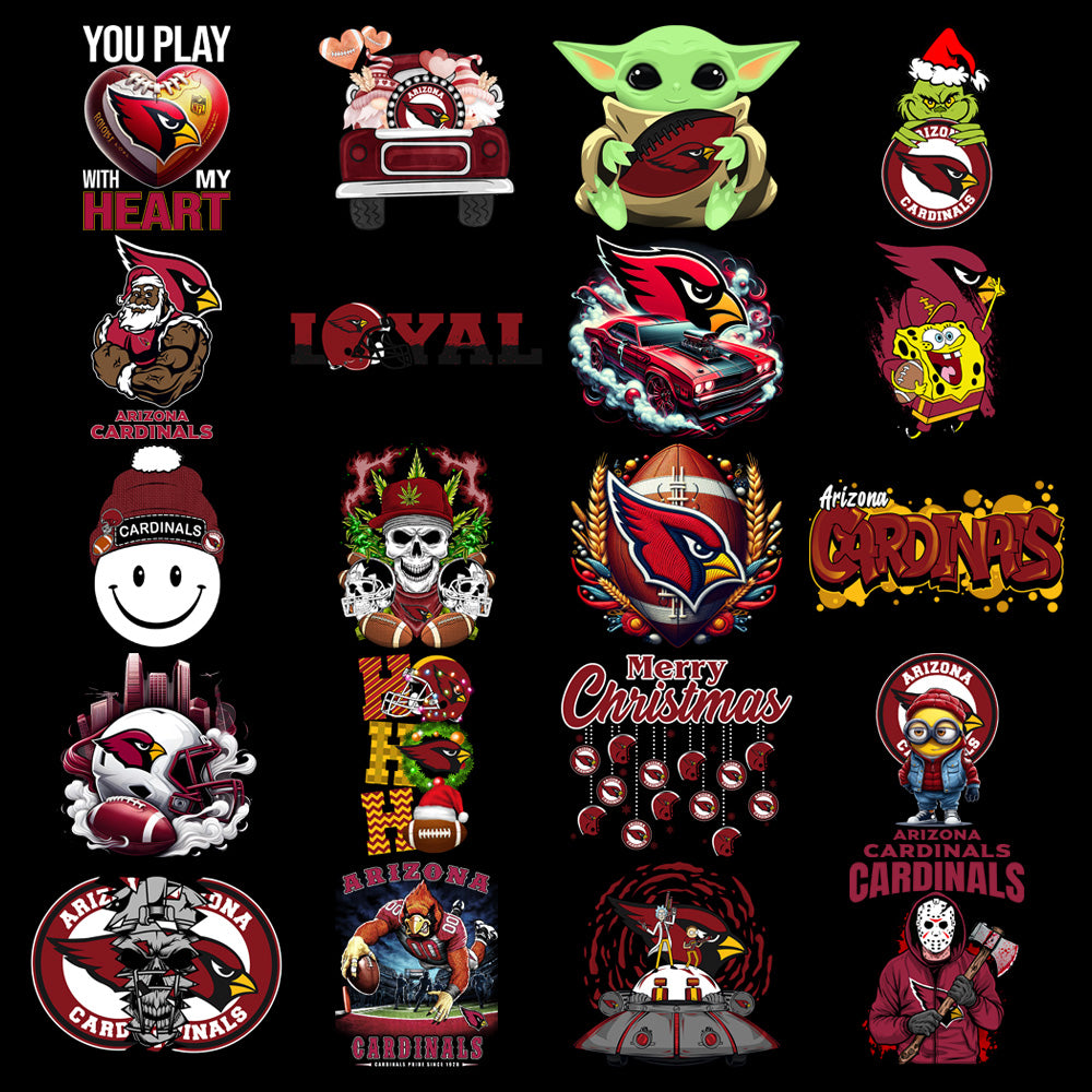 48 Arizona Cardinals V3 Football Designs Bundle PNG