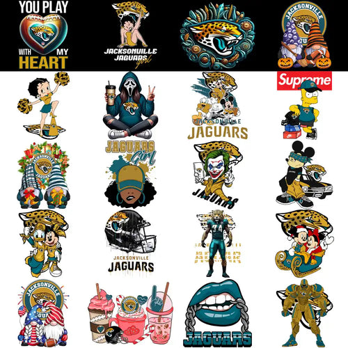 49 Jacksonville Jaguars V3 Football Designs Bundle PNG
