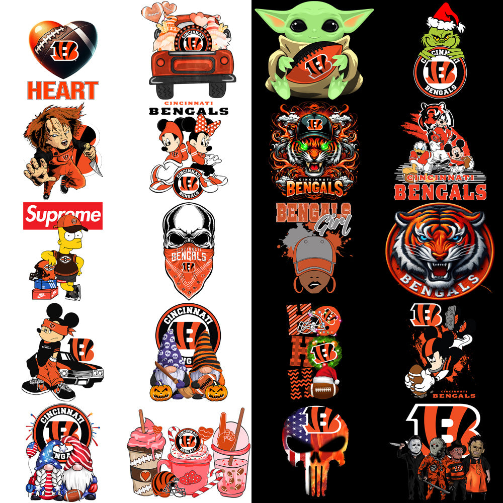 49 Cincinnati Bengals V3 Football Designs Bundle PNG