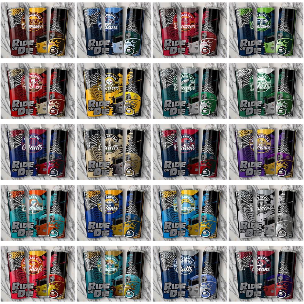 32 Football Teams Ride or Die Tumbler Wrap Bundle JPG