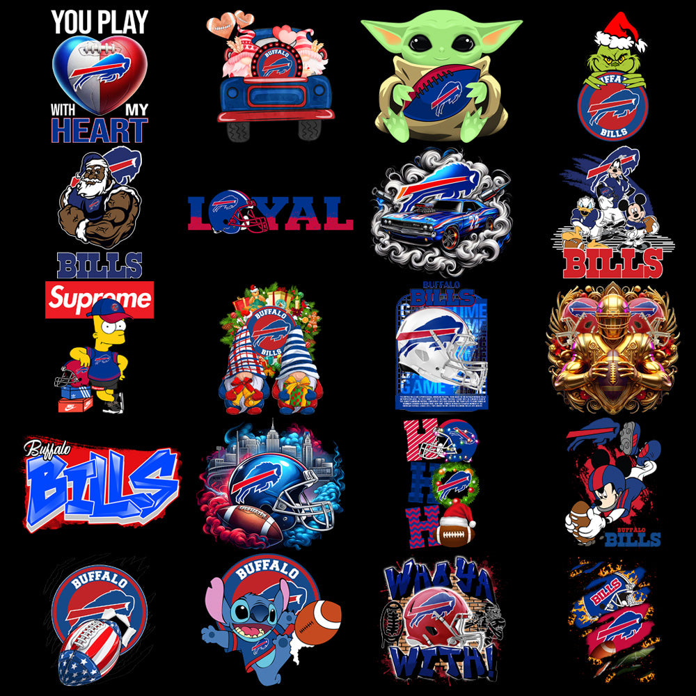 49 Buffalo Bills V3 Football Designs Bundle PNG