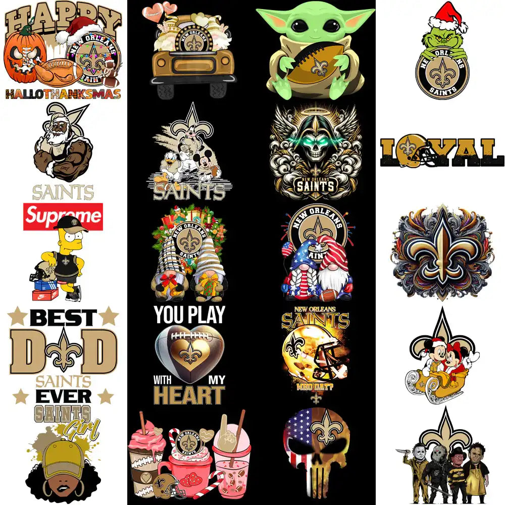 50 New Orleans Saints V3 Football Designs Bundle PNG