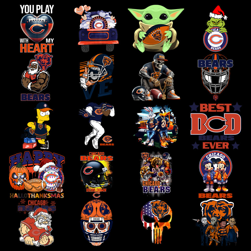49 Chicago Bears V3 Football Designs Bundle PNG