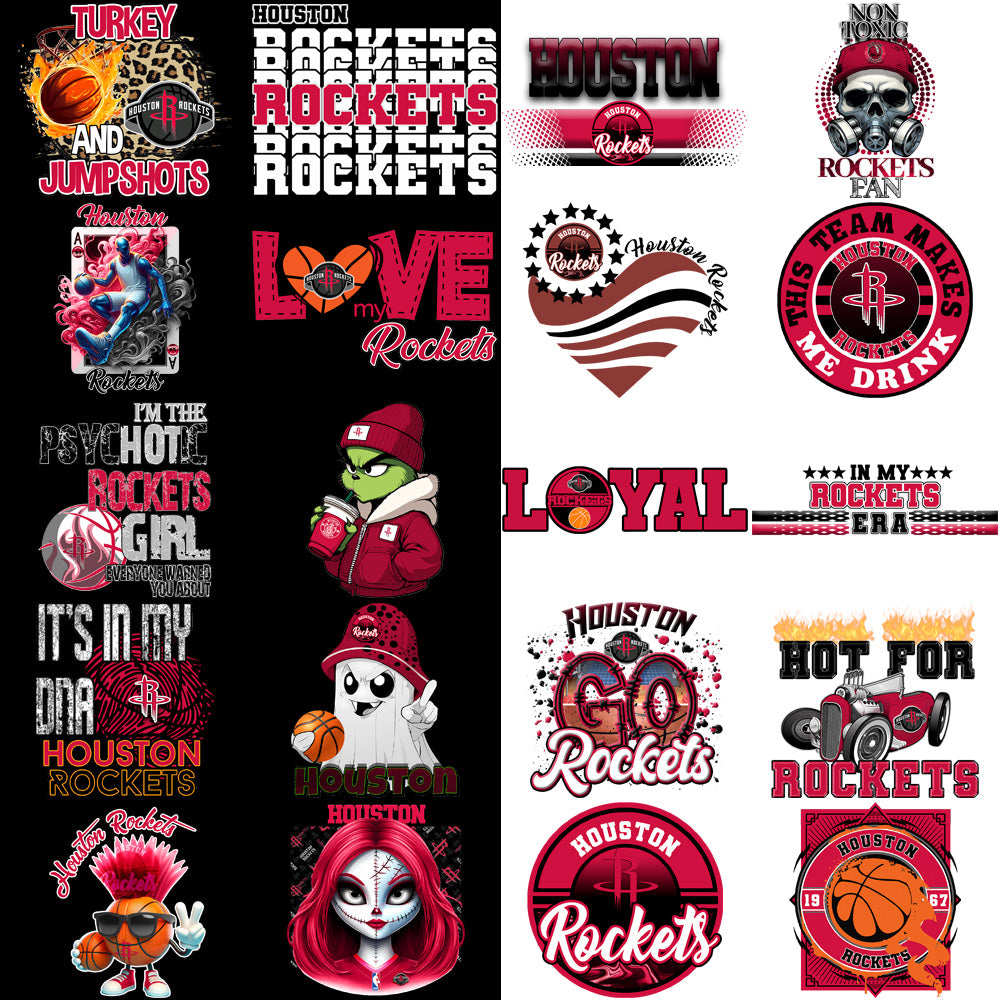 56 Houston Rockets Basketball Designs Bundle PNG
