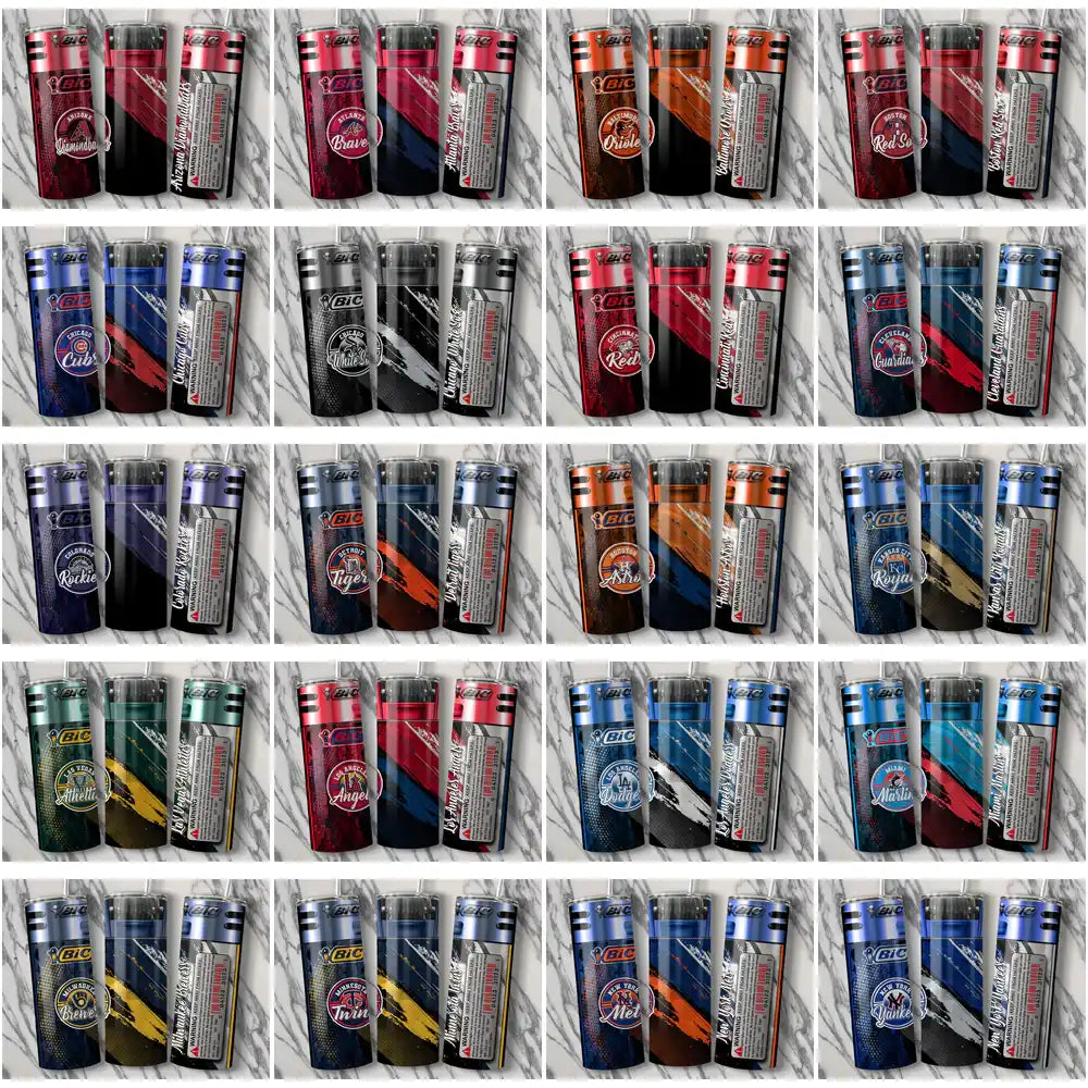 30 Baseball Teams BIC Lighter Tumbler Wrap Bundle JPG
