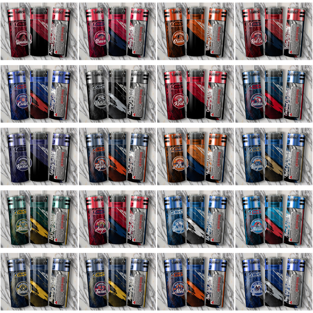 30 Baseball Teams BIC Lighter Tumbler Wrap Bundle JPG