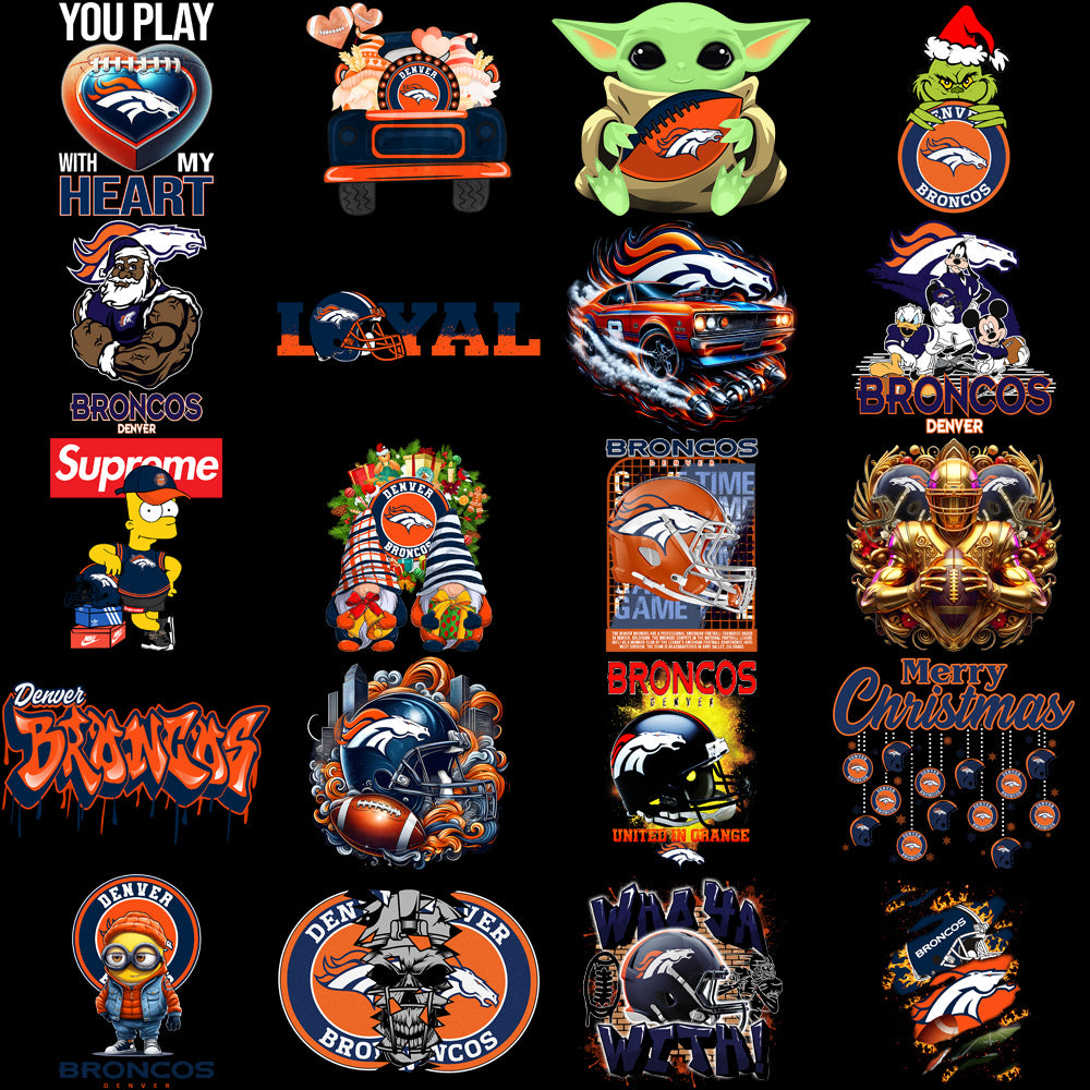 48 Denver Broncos V3 Football Designs Bundle PNG
