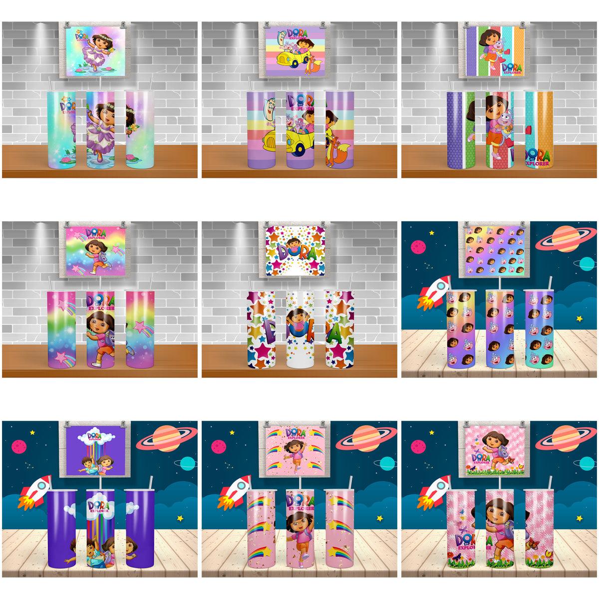 11 Colorful Dora Tumbler Wrap Designs Bundle JPG