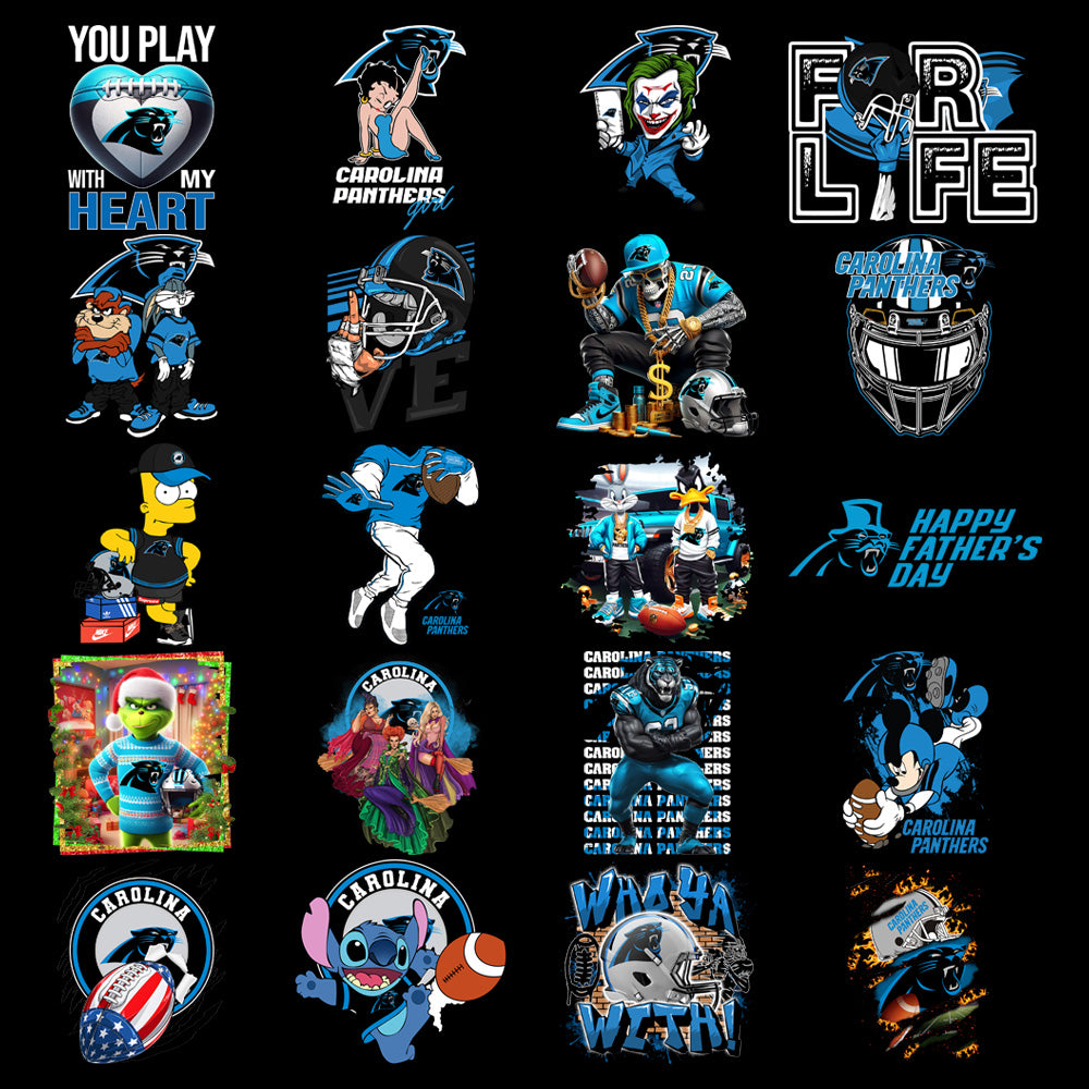 47 Carolina Panthers V3 Football Designs Bundle PNG