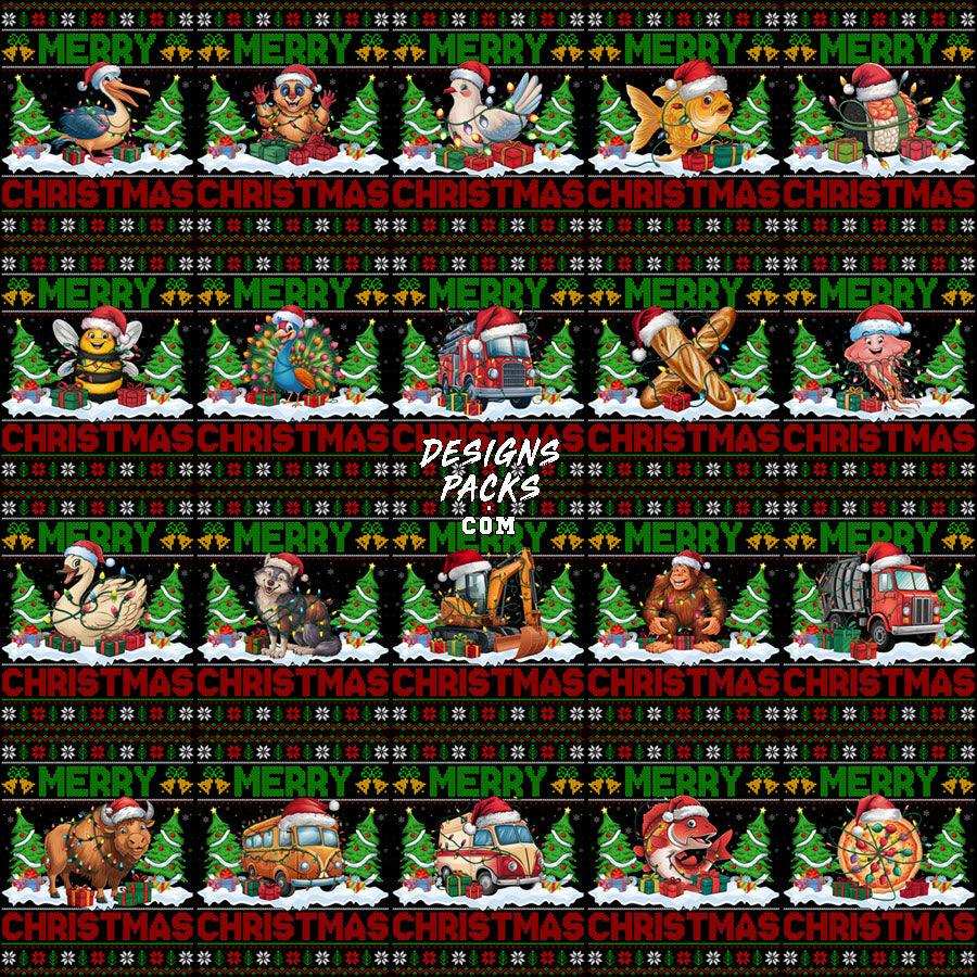160 Ugly Sweater Merry Christmas Designs Bundle PNG