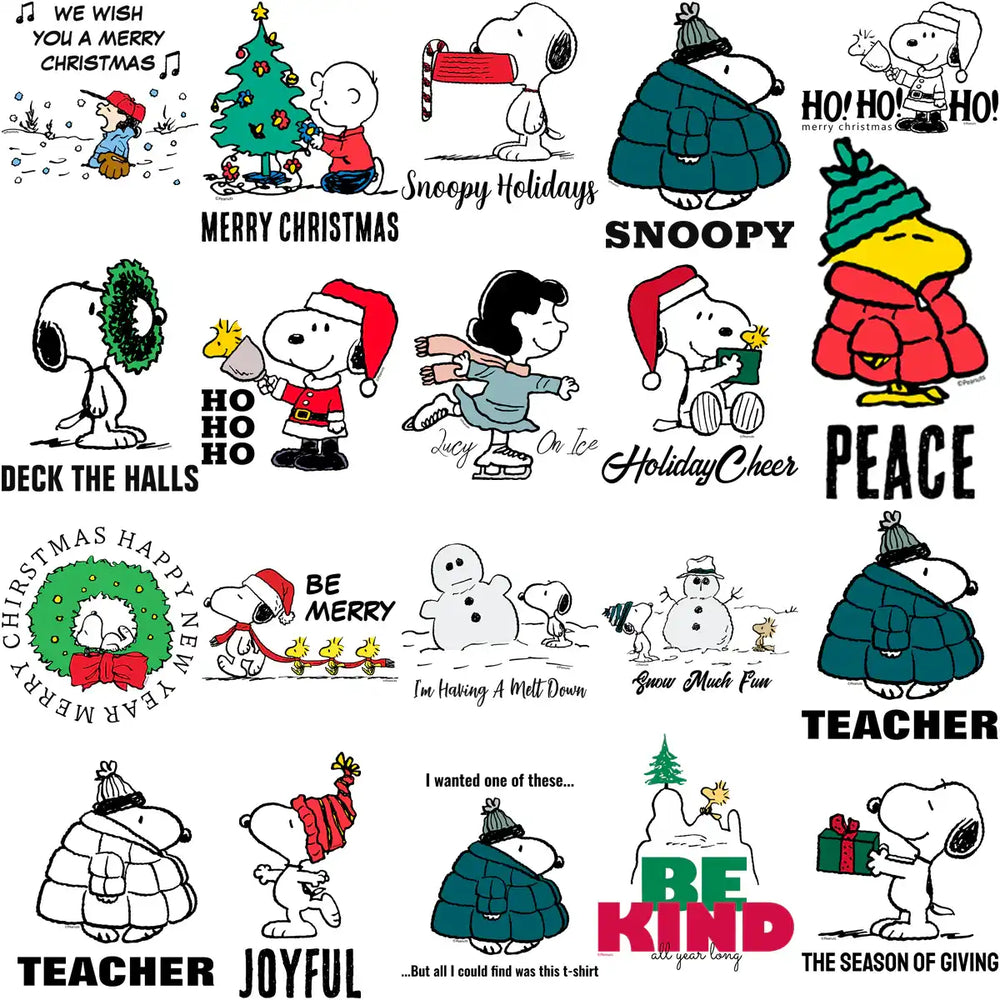 100 Snoopy Cartoon CHRISTMAS Designs Bundle PNG