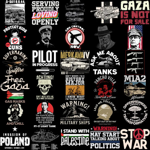 220 Peace War History Military Designs Bundle PNG