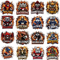 Load image into Gallery viewer, 130 College Football NCAA Teams Mascots on Fire Designs Bundle PNG
