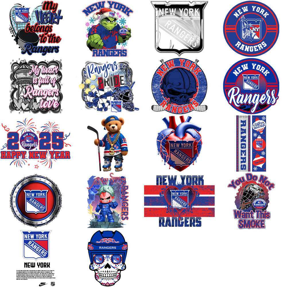 37 New York Rangers Ice Hockey Designs Bundle PNG