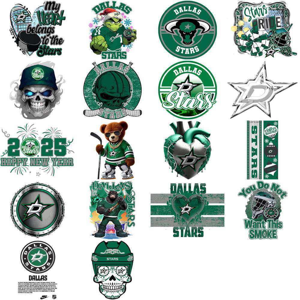 37 Dallas Stars Ice Hockey Designs Bundle PNG