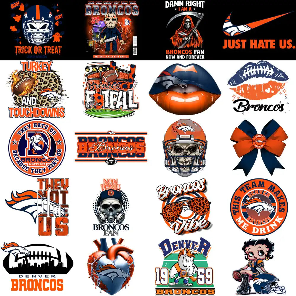 48 Denver Broncos V3 Football Designs Bundle PNG