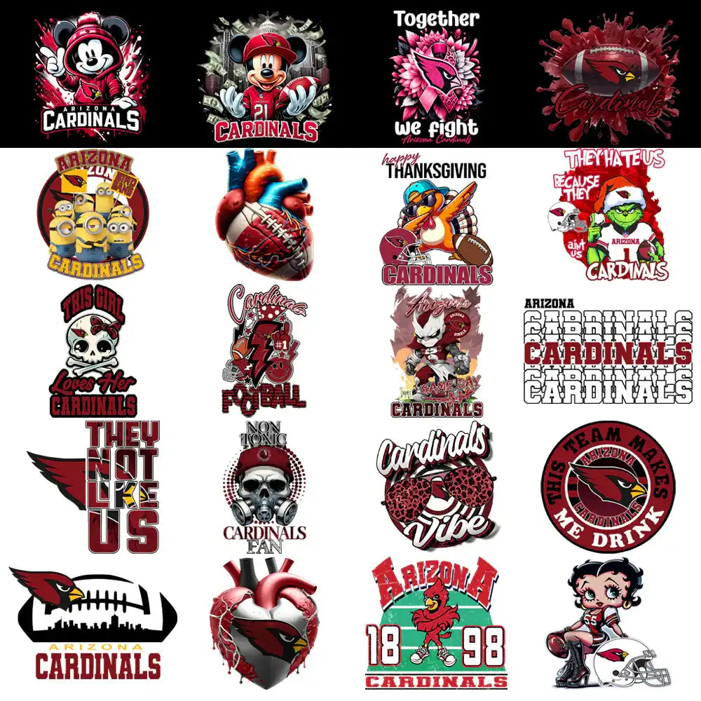 48 Arizona Cardinals V3 Football Designs Bundle PNG