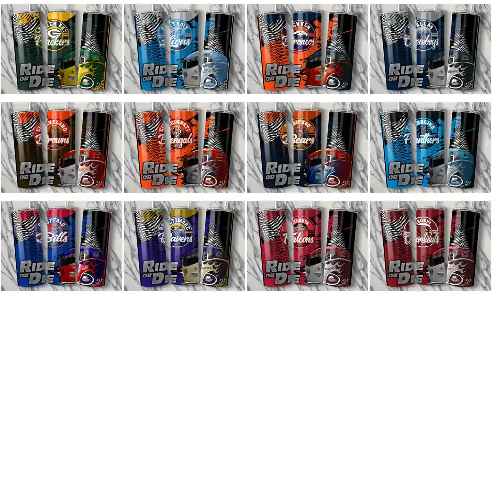32 Football Teams Ride or Die Tumbler Wrap Bundle JPG